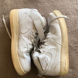 All White Hightop Nike Air Force 1s